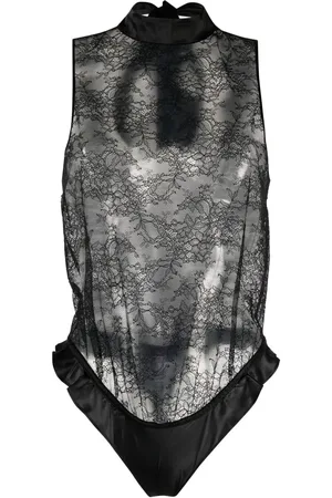 MAISON CLOSE Halterneck-top med blondepanel