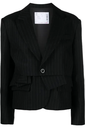 SACAI Nålestribet Chalk uldblazer