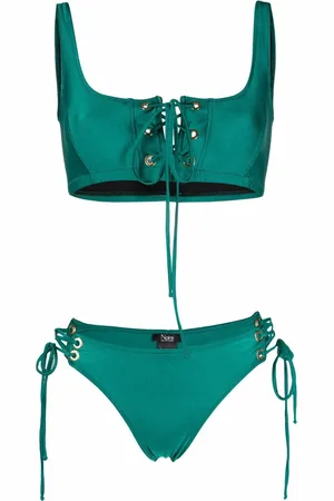 Noire Swimwear Metallisk bikini med flæse-strop