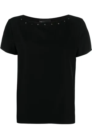 Emporio Armani T-shirt med bådudskæring og nitter