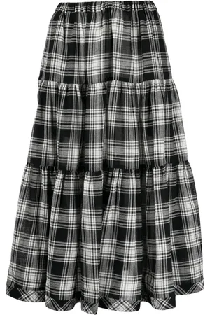 Comme des Garçons Mellemlang strikket nederdel med ternet tryk