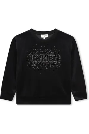 Sonia Rykiel Enfant T-shirt i velour med rhinsten-logo