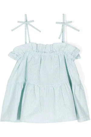 Emporio Armani Stribet bluse med flæsekant