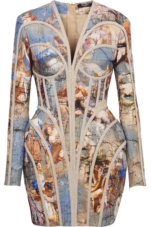 Balmain Kjole med abstrakt tryk