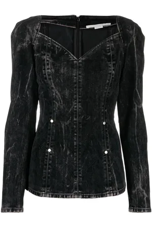 Stella McCartney Denimbluse i velour med flock-tekstur