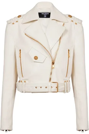 Balmain Cropped bikerjakke i læder