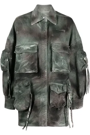 The Attico Fern denimjakke med plettet effekt