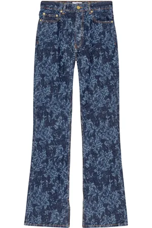 Ganni Jeans med svaj og blomstertryk