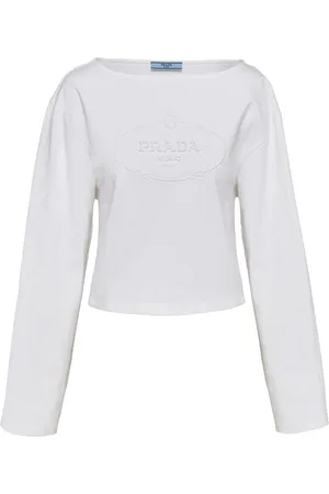 Prada Langærmet T-shirt med præget logo