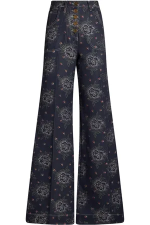 Etro Jeans i blomstret jacquard med svaj