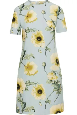Oscar de la Renta Kort poplin-kjole med valmuetryk