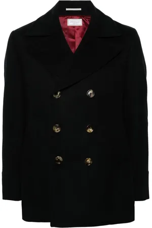 Brunello Cucinelli Peacoat i filt med hakrevers