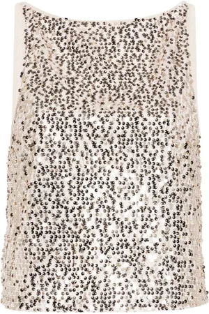 ROTATE Tanktop med pailletter og mesh