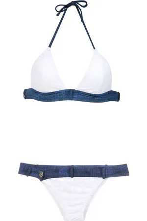 AMIR SLAMA Bikini med denim-paneler