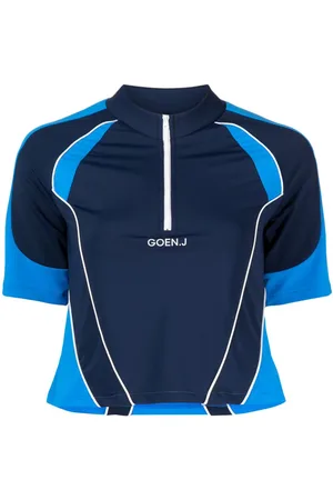 GOEN.J Top med broderet logo og colourblocking