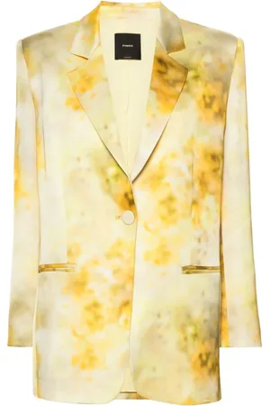 Pinko Blazer i satin med falmet blomstret tryk