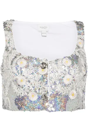 Giambattista Valli Cropped top med pailletter