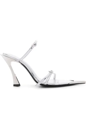 MUGLER 100mm mules i metallisk læder