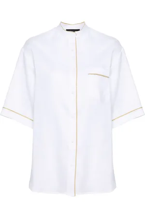 Fabiana Filippi Chambray-skjorte med perledekoreret kant