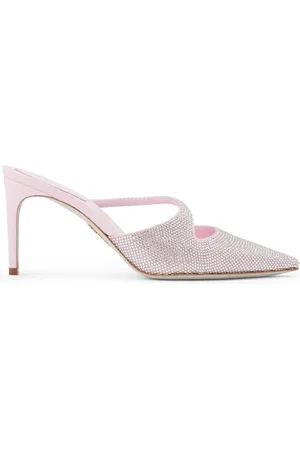 RENE CAOVILLA Krystaludsmykkede mules i satin