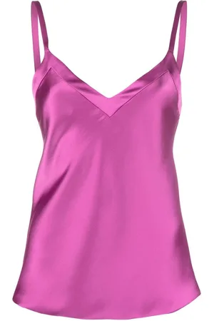 BLANCA Top i satin med V-hals