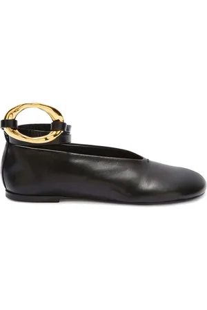 Jil Sander Ballerinaer i læder med ringdetalje