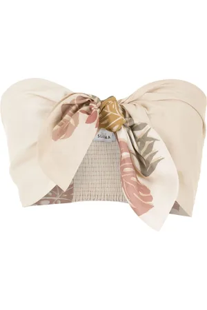AMIR SLAMA Cropped top med palmeblad-tryk
