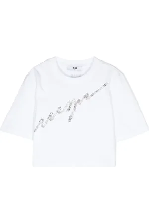 Msgm T-shirt med pailletudsmykket logo
