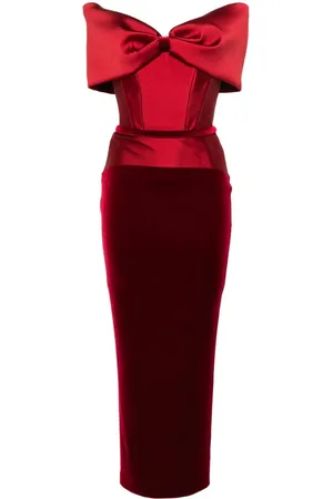 Cristallini Mellemlang kjole med off-shoulder-snit