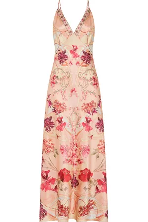 Camilla Silkekjole med Blossoms & Brushstrokes-tryk
