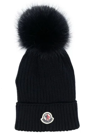 Moncler Ribbet uldhue med logomærke