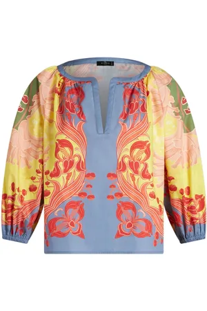 Etro Bluse i poplin med blomstret tryk