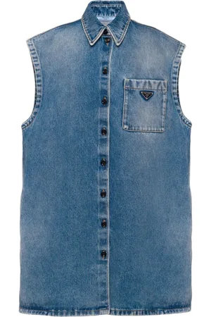 Prada ærmeløs denimskjorte