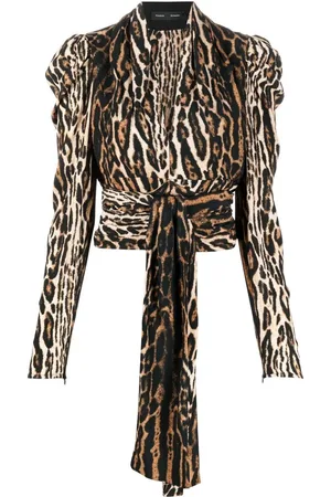 Proenza Schouler Slå om-bluse med leopardtryk