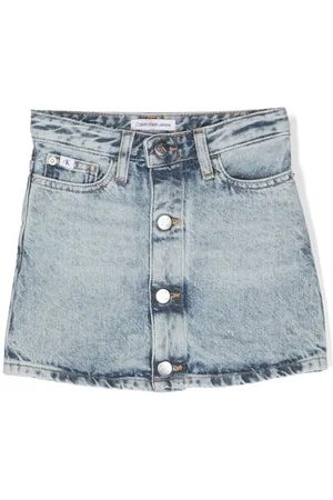 Calvin Klein Kort nederdel i denim med knapper foran