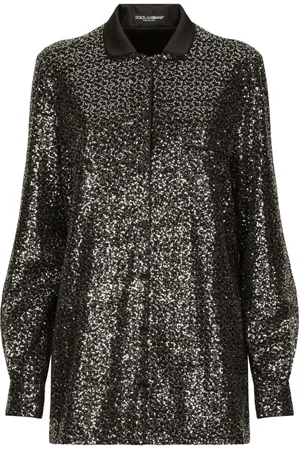 Dolce & Gabbana Skjorte med pailletter og satin-krave
