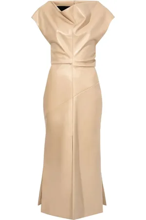 Proenza Schouler Rosa læderkjole med off-shoulder-snit