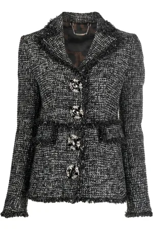 Philipp Plein Blazer i tweed med bælte i taljen