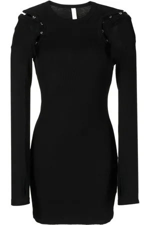 DION LEE Kort ribbet kjole