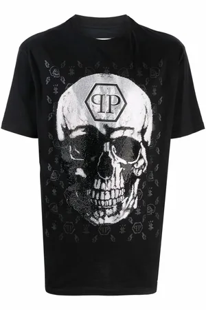 Philipp Plein T-shirt med juveludsmykket dødningehoved-logo