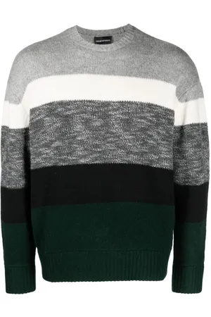 Emporio Armani Intarsia-strikket trøje med striber