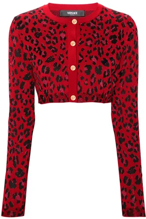 VERSACE Cropped cardigan med leopard-jacquard
