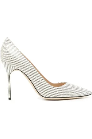 Manolo Blahnik Stribede pumps i læder