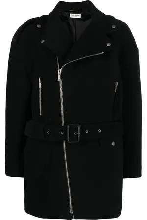 Saint Laurent Frakke med lynlåslukning og hakket krave