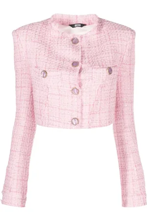 GCDS Cropped jakke i tweed med knapper