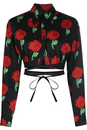 VERSACE Langærmet bluse med blomstertryk