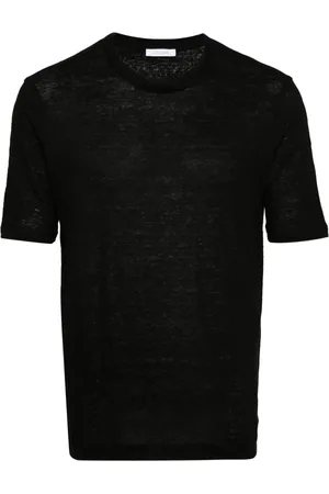 Cruciani T-shirt i hør med rund hals