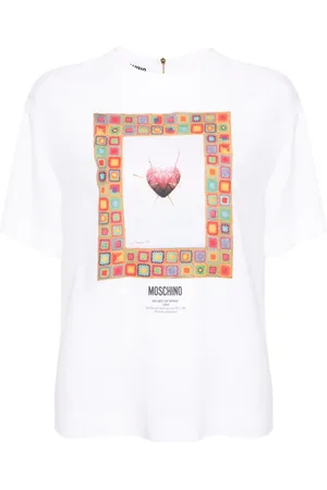 Moschino Bluse i crepe med grafisk tryk