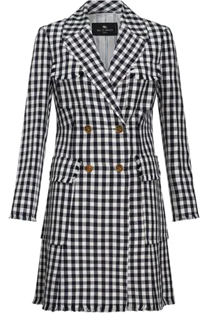 Etro Dobbeltradet frakke med gingham-tern