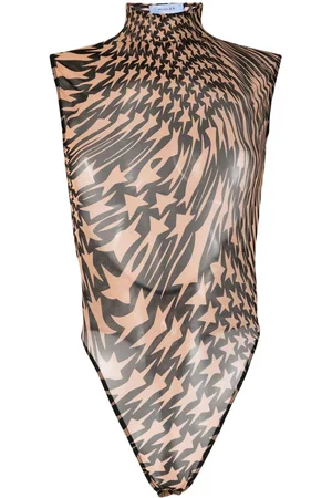 MUGLER Bodysuit med stjernetryk og mesh